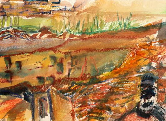 original watercolour painting at the Ness of Brodgar by jeanne bouza rose