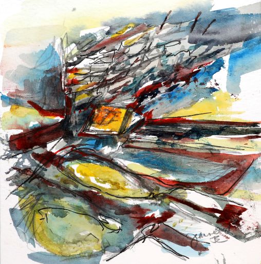 original watercolour painting at the ness of brodgar by jeanne bouza rose