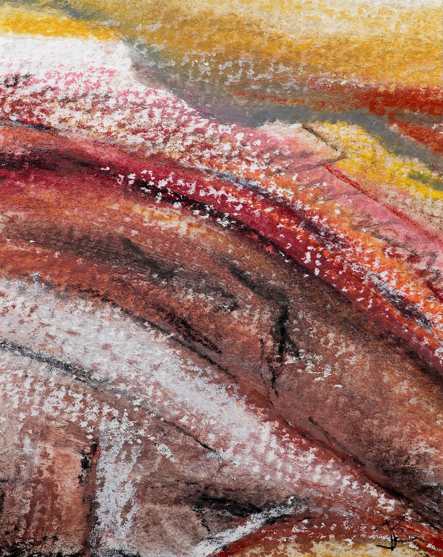 original painting by jeanne bouza rose from the Ness of Brodgar titled Earth's Sondage...Earth in Paint at the Ness 2018