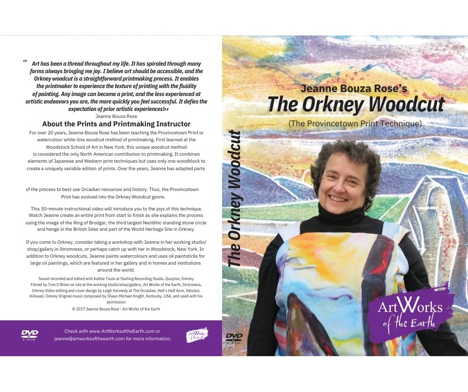 LEARN Jeanne Bouza Rose’s:  The Orkney Woodcut: a variation on the Provincetown Print Technique