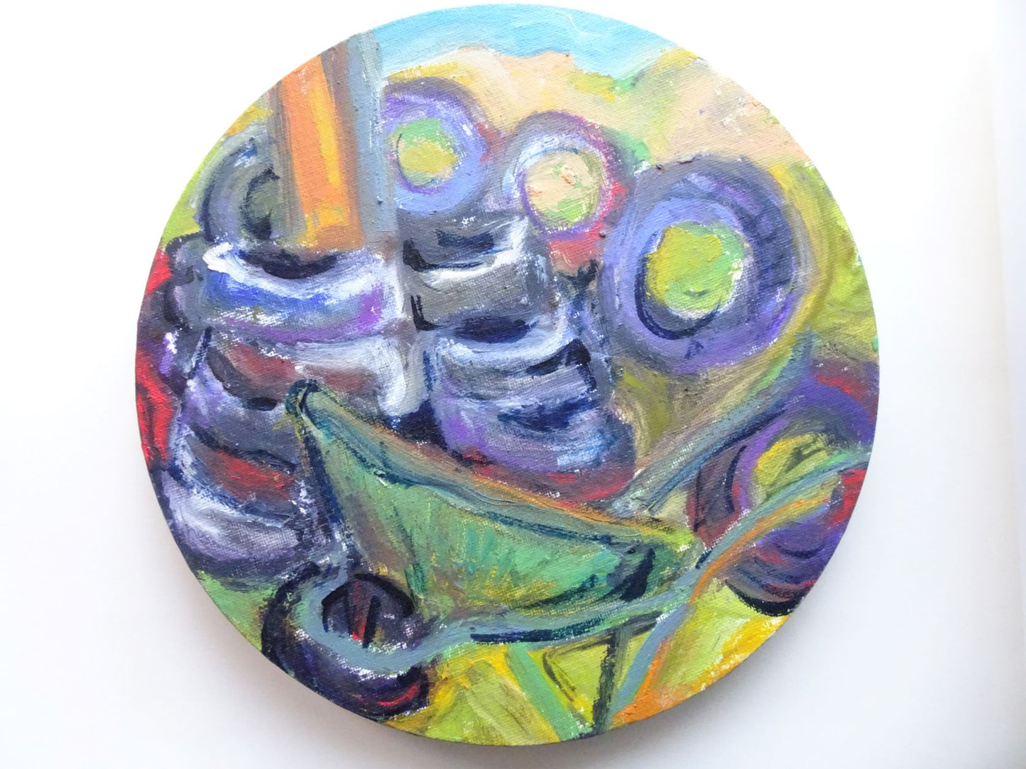 Original oil painting from the Ness of Brodgar by Jeanne Bouza Rose titled It all Rolls Up.