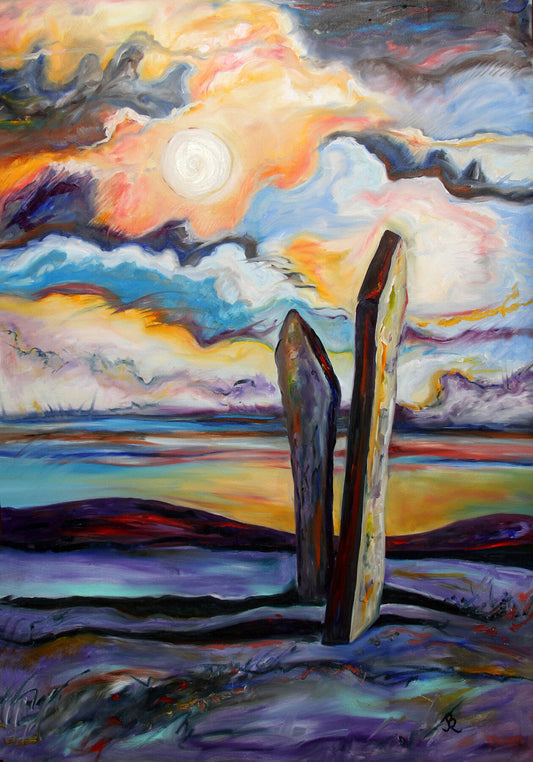 print of Stones of Stenness orkney Scotland by Jeanne Bouza Rose