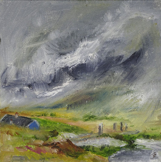 print of stones of stenness in the rain, orkney, scotland by Jeanne Bouza Rose