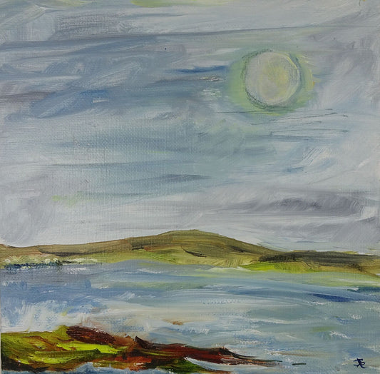 print of moon and waves orkney, scotland, by jeanne bouza rose