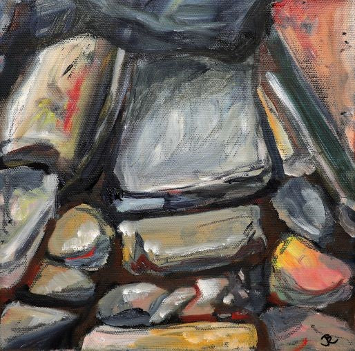 Original painting from the Ness of Brodgar by Jeanne Bouza Rose titled Entrance to Structure 8 at the Ness 2019