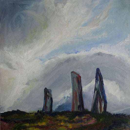 print of three standing stones orkney scotland by jeanne bouza rose