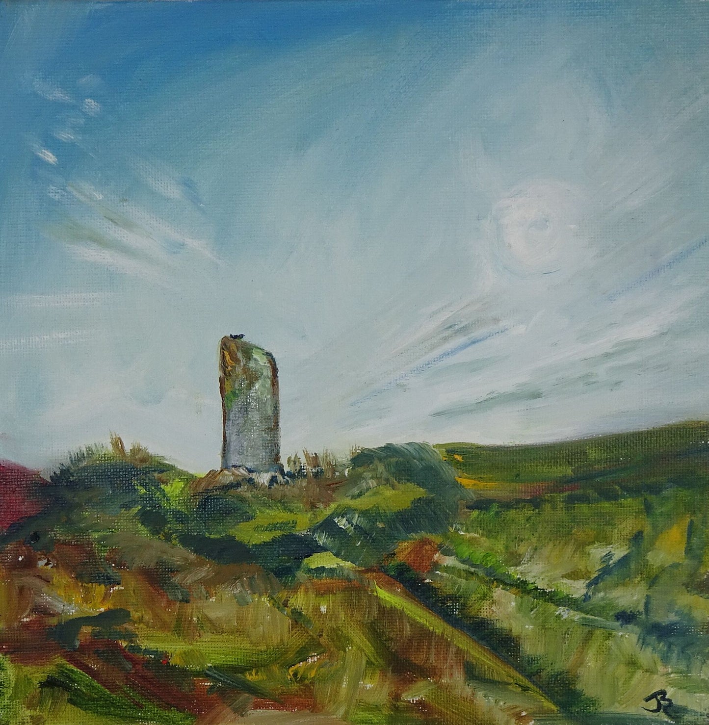 print of the comet stone at the ring of brodgar, orkney scotland by jeanne bouza rose